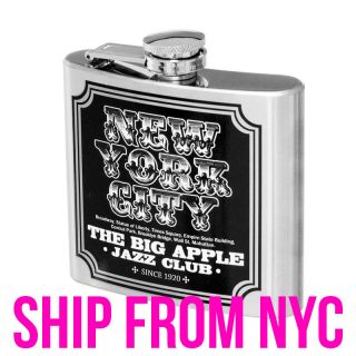 New York Vintage Style Stainless Steel Liquor Whiskey Hip Flask Screw 