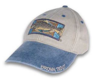 BROWN TROUT Cap (fishing hat) Removable Sweatband Velc​ro Strap 