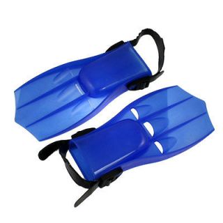 Boys Adjustable Strap Blue Plastic Fin Shaped Swimming Diving Flippers 
