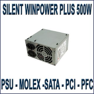   SILENT WINPOWER PLUS 500W ATX PSU   MOLEX  SATA   PCI   PFC & 80mm FAN