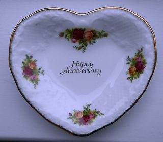 Royal Albert Old Country Roses Happy Anniversary Dish   1st 