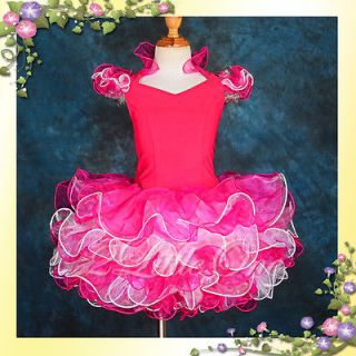 Hot Pink Cup Cake Halter National Pageant Dress DIY Shell Toddle Size 