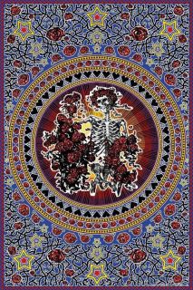 Grateful Dead Skull and Roses / Bertha Tapestry APPROX 53 X 80 