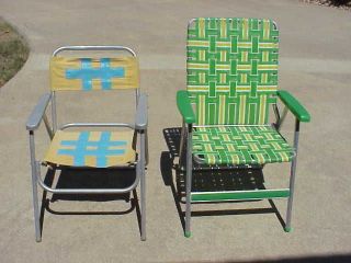   Mid Century Modern Folding aluminum Lawn Patio Chair Cloth/Webbing