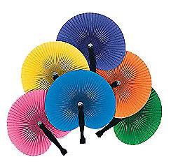 Folding Fans Lot of 12 Paper Fans Asian Style Assorted Colors Variety 