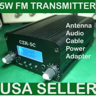 New CZH 5C 5W FM Stereo PLL Transmitter Radio Broadcast  USA Seller