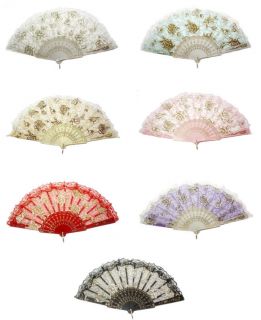 Victorian Lace Silk Folding Hand Fan Rose Design Ladys Fashion 