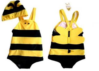   baby girls Swimwear honey bee Bikini kids Swimsuit bodysuit & hat