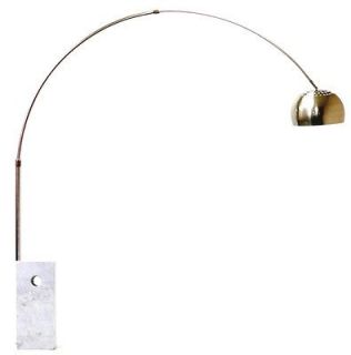   SHIPPING Steel Arch and Shade White Marble Base Arco Arc Floor Lamp