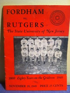 1949 Fordham vs Rutgers Football Program; Player Names & Pictures of 