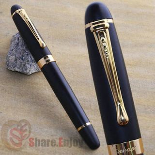 JINHAO X450 FROSTED BLACK AND GOLDEN BROAD NIB FOUNTAIN PEN