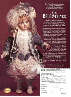 96 Franklin Heirloom Bebe Steiner Porcelain Collector Doll Ad Pg 