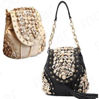   Backpack Lady Pu Leather Buckle Shoulder Bag Tassel Fringe Handbag