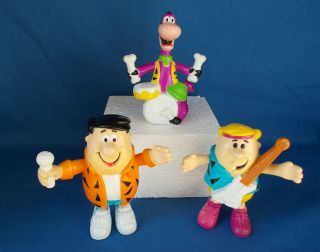 Lot of 1991 Flintstones PVC Figures Fred, Barney & Dino in Band