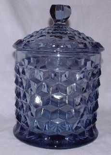 Fostoria American Pattern Gray Blue Cookie Jar With Lid   RARE