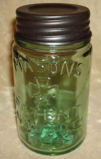 Rustic Apple Green MASONS 1858 Canning Fruit Jar PINT