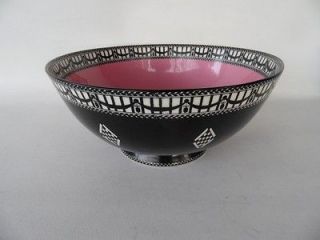 ANTIQUE 1919 ROYAL WORCESTER PINK BLACK AND WHITE PUNCH OR FRUIT BOWL
