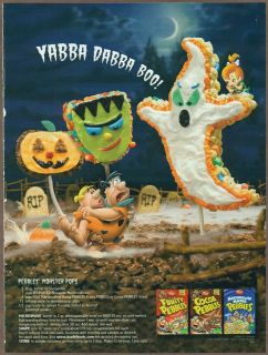 Fruity Pebbles Cereal 2006 magazine print ad, Halloween Flintstones