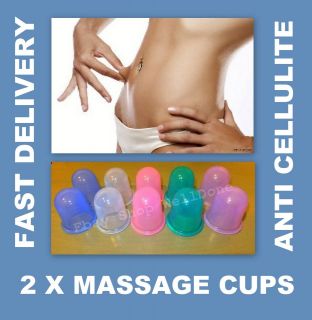   SILICONE VACUUM CUPPING BODY MASSAGE RUBBER CUPS  SET OF 2 CUPS
