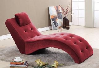   Velvet Fabric Tufted Design Lounge Chaise Chair with Pillow ~ New