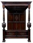 16TH CENTURY INFLUENCED ENGLISH HAND CARVED OAK FOUR POSTER BED