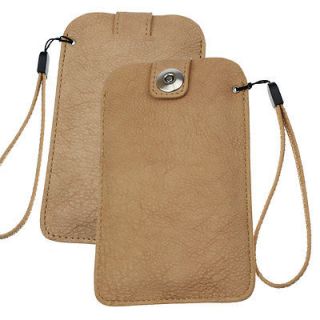 BROWN LEATHER PULL TAB CASE COVER POUCH FOR Samsung Galaxy Player 4.2 