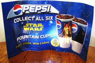 Pepsi Star Wars Episode 1 Transparent Plastic Machine/ Cooler sign 