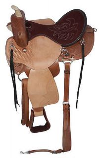 New Custom 16 Inch Seat Tex Tooled Gaited Horse Leather Saddle 