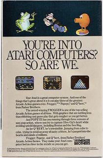 1984 ATARI Video Arcade Games POPEYE Q Bert Frogger   Print Ad