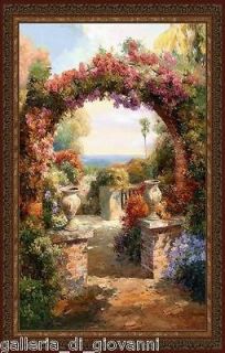 FLORAL ARCHWAY Wall Tapestry Arch Ocean View Flowers Garden