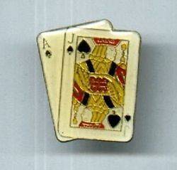 Vintage Blackjack Hand in Spades old enamel pin