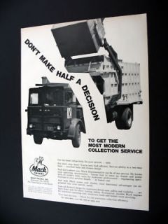 Mack Trucks Garbage Truck Chassis & Body 1968 print Ad