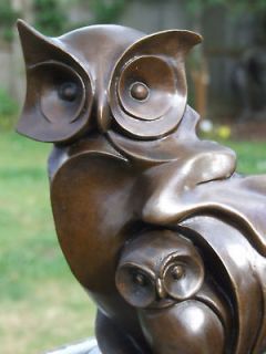   LARGE ABSTRACT PURE HOTCAST BRONZE OWL STATUE ART DECO MARBLE FIGURE