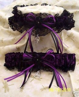 purple wedding garter set in Garters