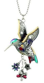 Car Charm 2 Sided Colored Hummingbird Rearview Mirror Ganz