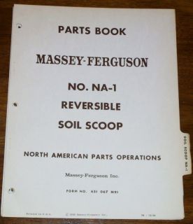 Massey Ferguson NA 1 Reversible Soil Scoop Parts Manual
