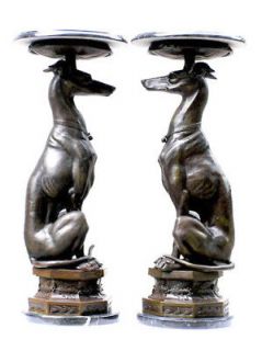 Newly listed 2 Bronze Italian Greyhound Dog Sculptur Statue Pedestal