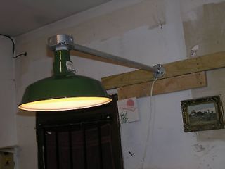 Vintage Green Porcelain Light Gas Station Industrial Shop Garage Barn 
