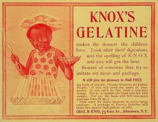 1901 Ad Knoxs Gelatine Gelatin Black Americana Child   ORIGINAL 