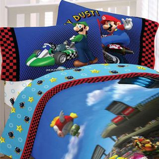 4pc SUPER MARIO KART Racing FULL SHEET SET   Nintendo Video Game 