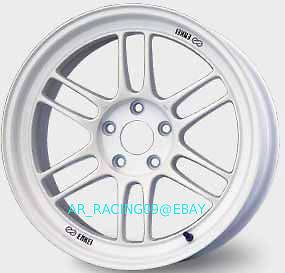   18x9.5 5x114.3 +15 White EVO 8 9 X STI 240sx 350z 370z Accord Genesis