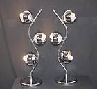 Vtg Mid Century Modern Pair Sculptural Chrome Eyeball Orb Table Lamps 