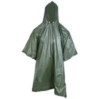   Green Poncho Rain Coat Hiking Camping Survival Emergency Gear