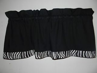 set of 2   42x15 black with zebra hem valance will ship within 24 