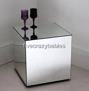  HORCHOW Mirrored Cube Mirror Glass Table End Cocktail 