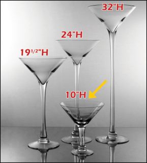 11.50/EA  (4 PCS) 10H CLEAR GLASS MARTINI VASES WEDDING WHOLESALE 