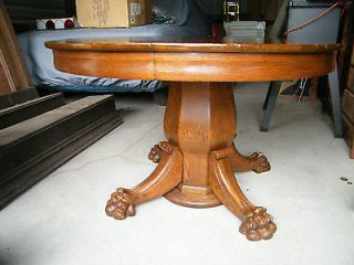 48 Claw Foot Round Oak Table with huge Pedestal Quartered Oak