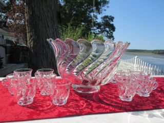 Fostoria Colony Punch Bowl and 12 Punch Cups
