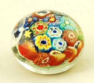 GLASS PAPER WEIGHT Multicolor Blossoms Home Office Desk Décor 