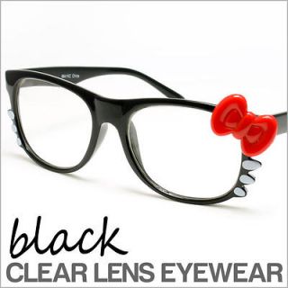 Black Frames Clear Lens Cat Glasses Hello Kitty Style Anti Glare New 